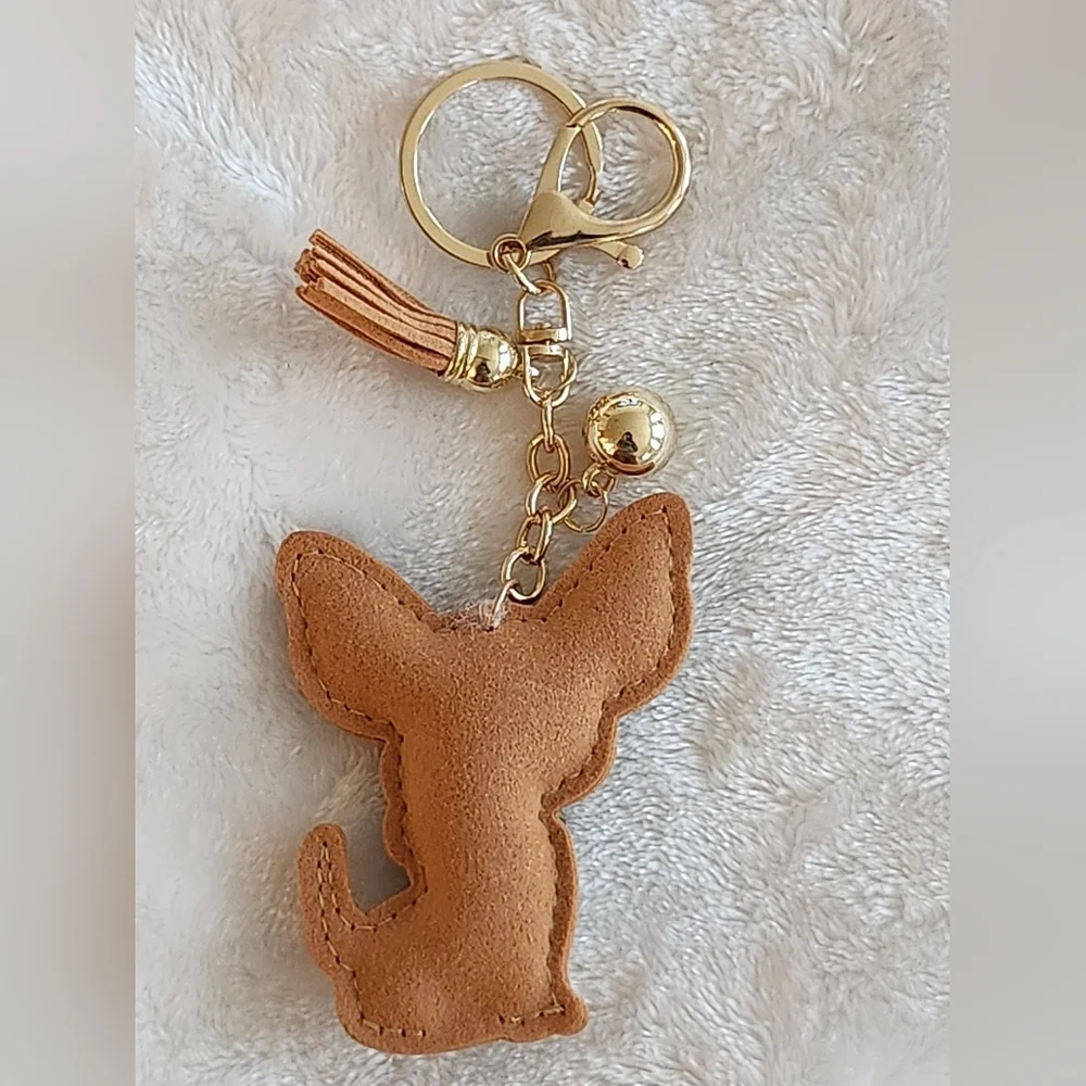 Chihauhau Sparkling Dog Keychain with Tassel Bag Charm